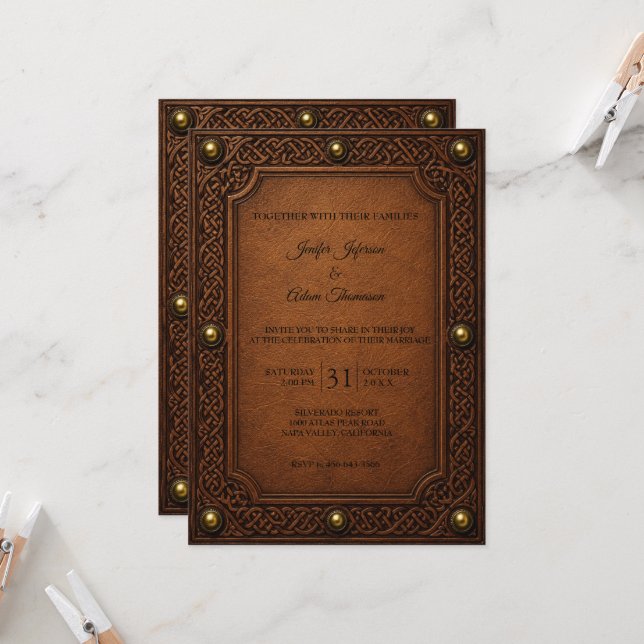 Celtic Gothic Halloween Wedding Invitation (Front/Back In Situ)