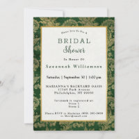 Celtic Green Gold Paisley Floral Bridal Shower