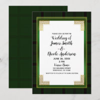Celtic Green Gold Plaid Tartan White Irish Wedding