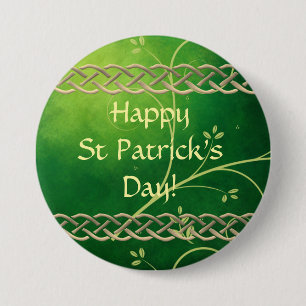 Celtic Green Knots & Leaves 7.5 Cm Round Badge