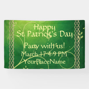 Celtic Green Knots & Leaves Banner