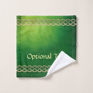 Celtic Green Knots & Leaves Bath Towel Set