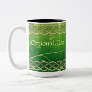 Celtic Green Knots & Leaves Two-Tone Coffee Mug