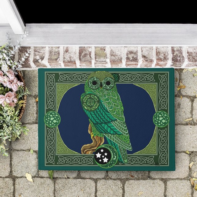 Celtic Green Owl Doormat (Creator Uploaded)