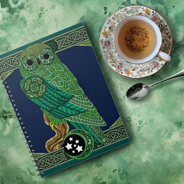 Celtic Green Owl Spiral Notebook (Creator Uploaded)