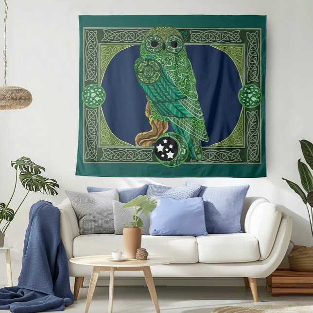 Celtic Green Owl Tapestry (Creator Uploaded)