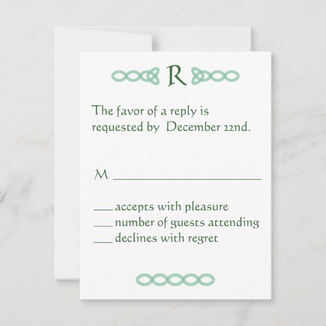 Celtic Green RSVP Card (Front)