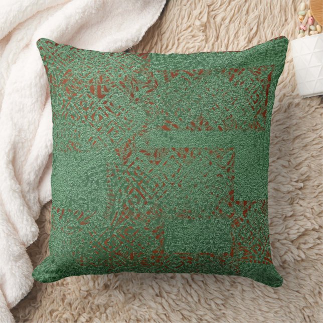Celtic Green Rust Patterned  Cushion (Blanket)