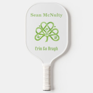 Celtic Green Watercolor Shamrock CUSTOM Pickleball Paddle