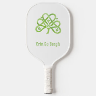 Celtic Green Watercolor Shamrock Pickleball Paddle