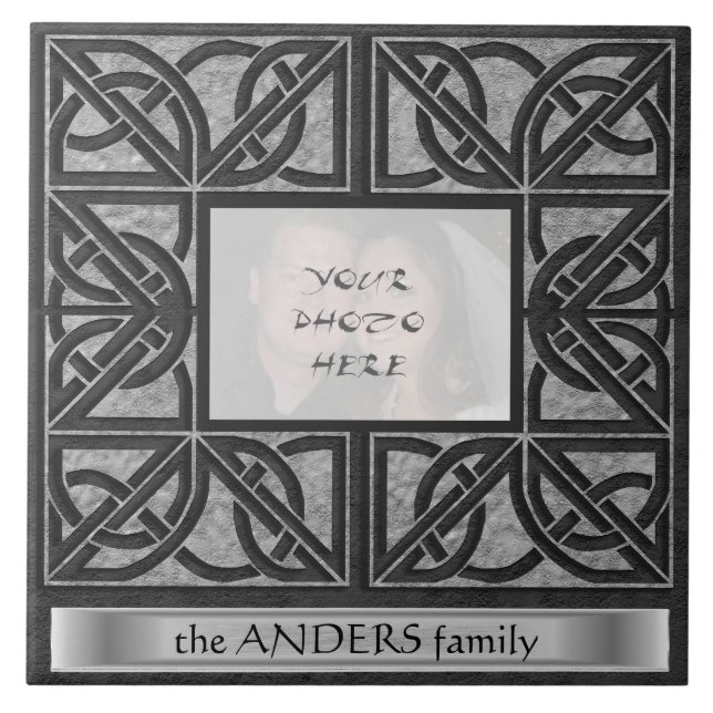"Celtic Grey Stone" Photo Frame with Message  Tile (Front)