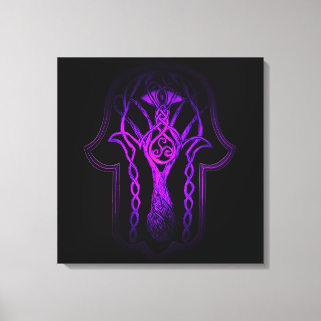Celtic Hamsa Hand (Purple) Canvas Print (Front)