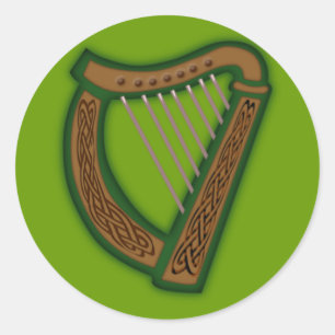 Celtic harp celtic harp classic round sticker