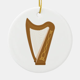 Celtic Harp Ceramic Tree Decoration