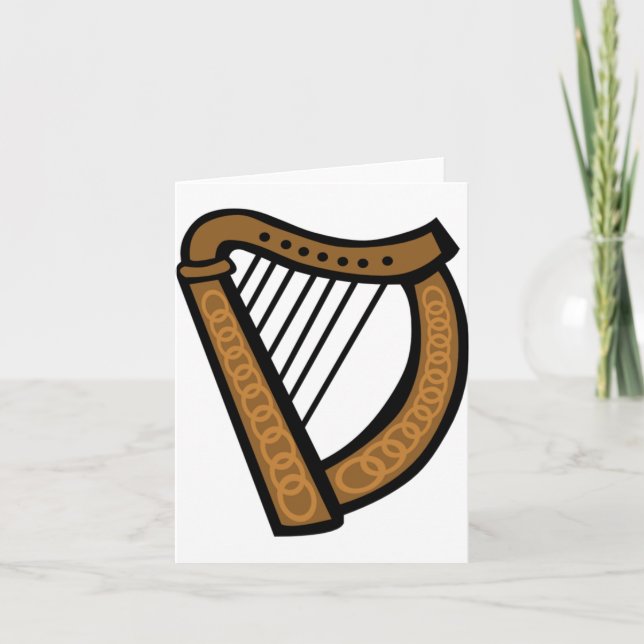 Celtic Harp Instrument Note Cards (Front)