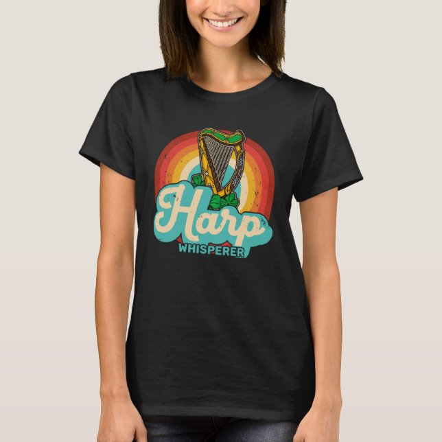 Celtic Harp Instrument Plucked String Harpist Musi T-Shirt (Front)