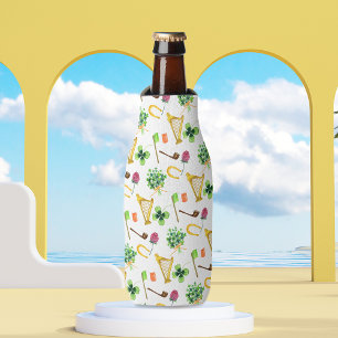 Celtic Harp St. Patrick's Day Pattern  Bottle Cooler