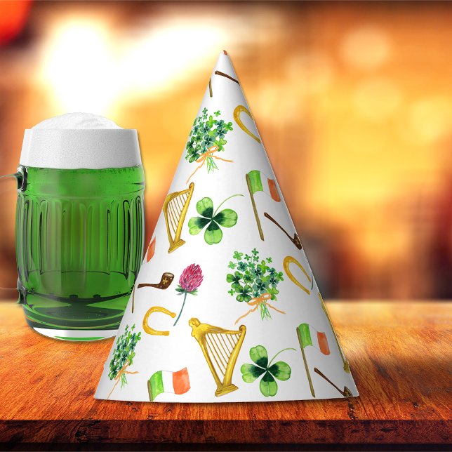 Celtic Harp St. Patrick's Day Pattern  Party Hat (Creator Uploaded)