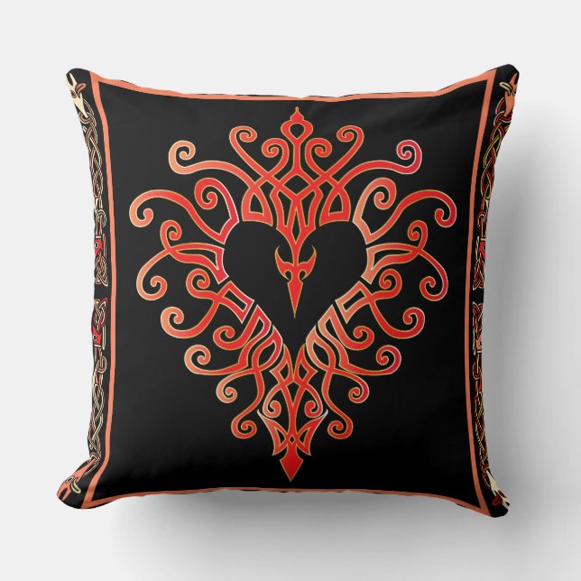 Celtic Heart Cross Throw Pillow (Front)
