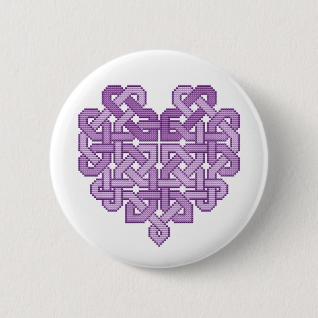 Celtic Heart Lilac Pin Button Badge (Front)
