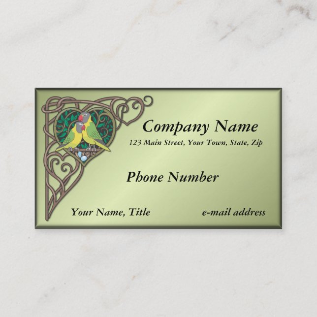 Celtic Heart Love Birds Business Card (Front)