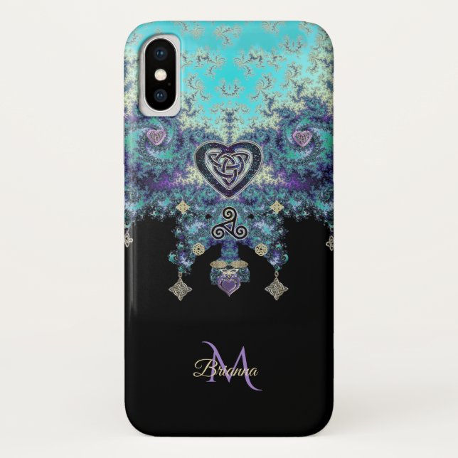 Celtic Heart Triskele Fractal Design iPhone X Case (Back)
