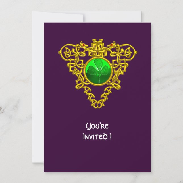 CELTIC HEART WITH SHAMROCK ST PATRICK'S DAY PARTY INVITATION (Front)