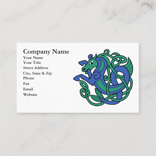 Celtic Hippocampus Sea-horse Business Card (Front)