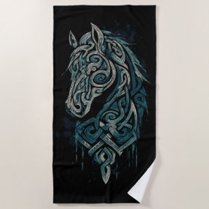 Celtic Horse Head – Viking Knot Design Beach Towel
