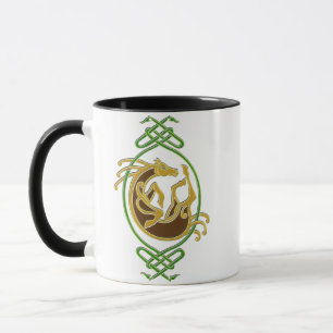 Celtic Horse Knotwork - Green & Gold Mug