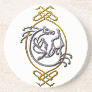 Celtic Horse Knotwork - Silver & Gold Coaster