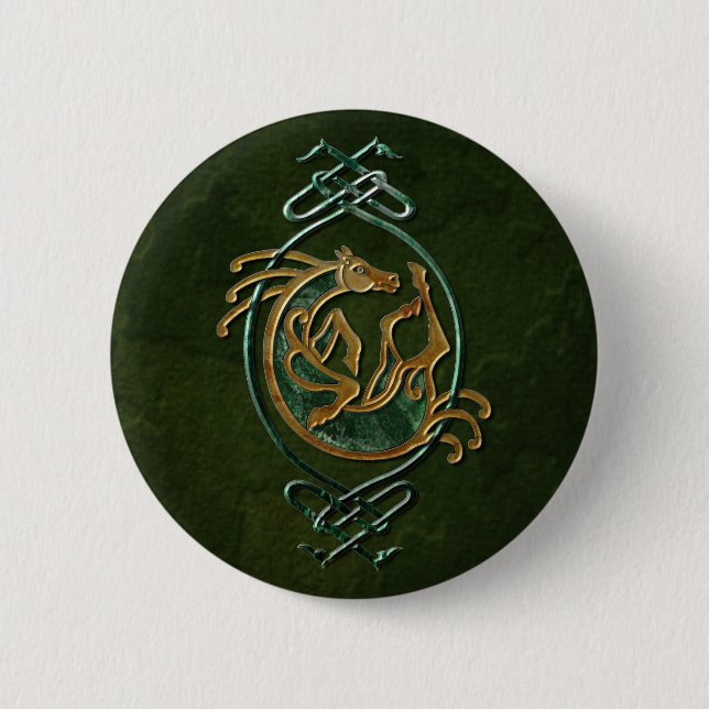 Celtic Horse Knotwork - Stone 6 Cm Round Badge (Front)