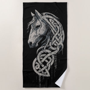 Celtic Horse Viking Knot Beach Towel