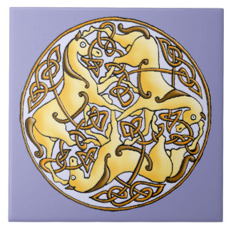 Celtic horses and knots in circle tile