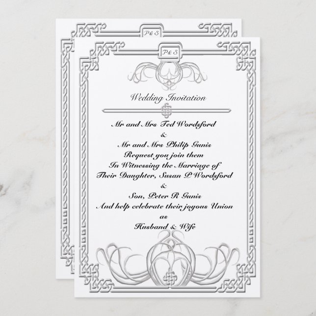 Celtic Ice Wolf Wedding Invitation (Front/Back)