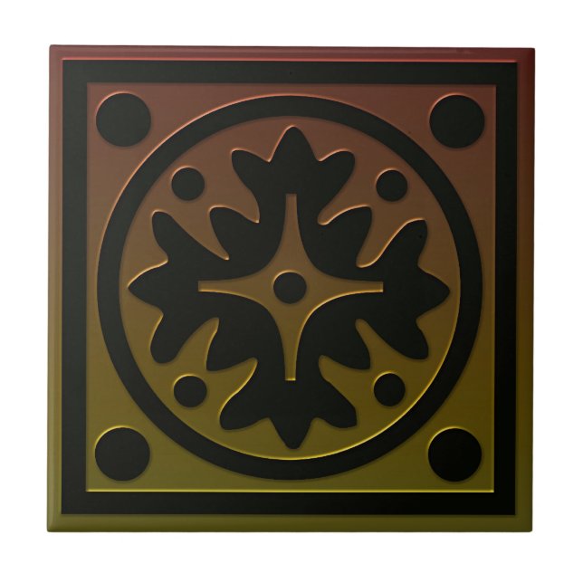 Celtic Inspired Tile # 1 in bronze and green tones (Front)