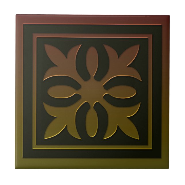 Celtic Inspired Tile # 2 in bronze and green tones (Front)