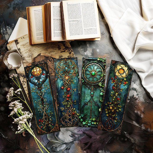 Celtic Irish Bookmarks, Fantasy Bookmarks s8 (collection of 4 irish celtic cut out bookmarks)