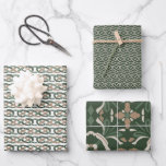 Celtic IRISH knot green brown beige Wrapping Paper Sheet<br><div class="desc">Classic Irish art inspired Christmas and holidays wrapping paper featuring an elegant illustration of celtic knots and foliage in green,  brown and beige palette</div>