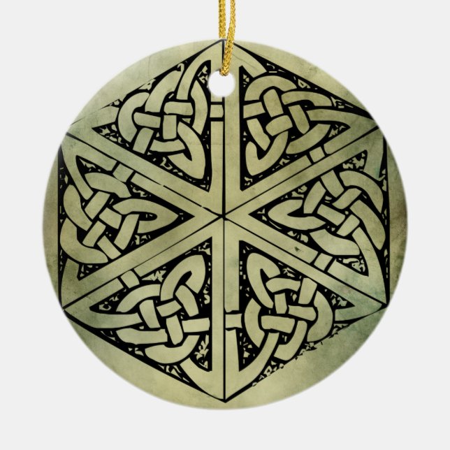 celtic irish sacred symbols ceramic tree decoration (Front)