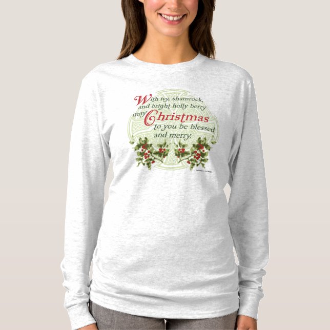 Celtic Ivy Holly Christmas T-Shirt (Front)