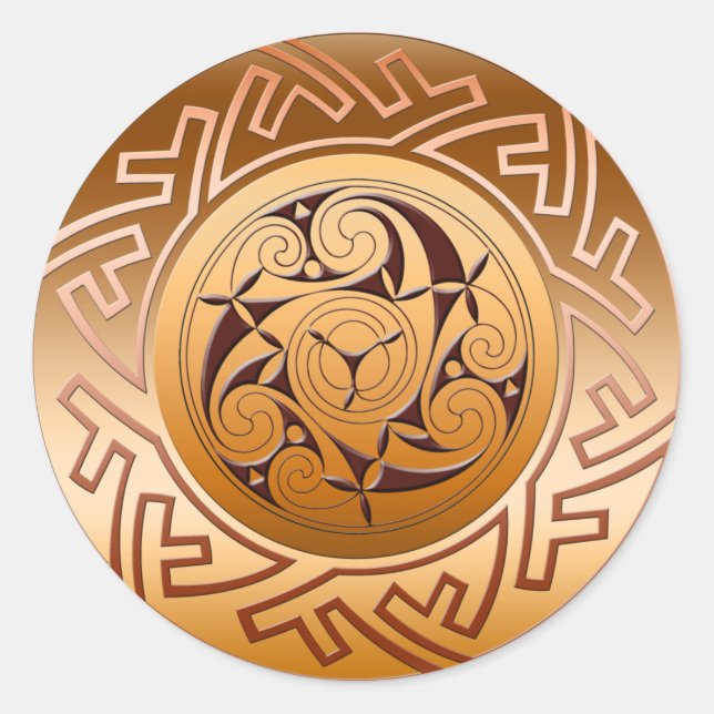 Celtic Key and Spiral Classic Round Sticker (Front)