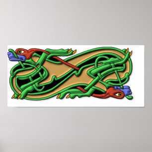Celtic Knot 2 dogs – colours Poster