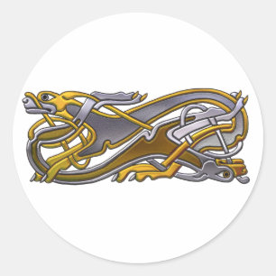 Celtic Knot 2 dogs – gold and silver Classic Round Sticker