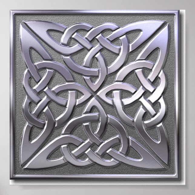 Celtic Knot 4 square-silver Poster (Front)