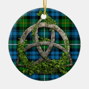 Celtic Knot And Clan Campbell of Argyll Tartan Ceramic Tree Decoration