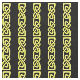 Celtic knot, braid, gold stripe on black fabric