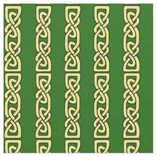 Celtic knot/braid, gold stripe on deep green fabric