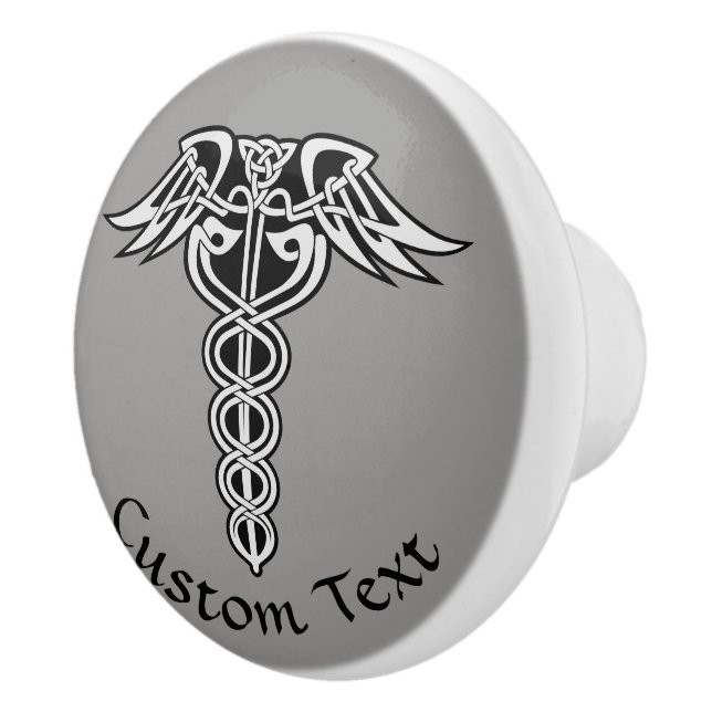 Celtic Knot Caduceus Ceramic Knob (Right)
