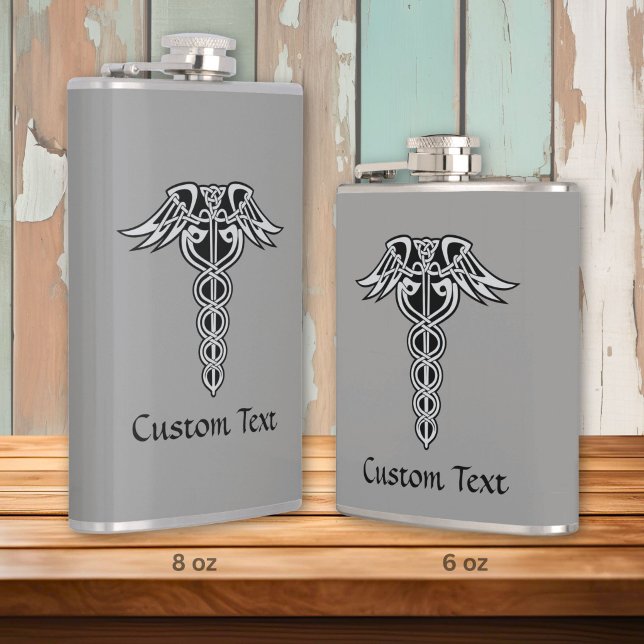 Celtic Knot Caduceus Hip Flask (Creator Uploaded)